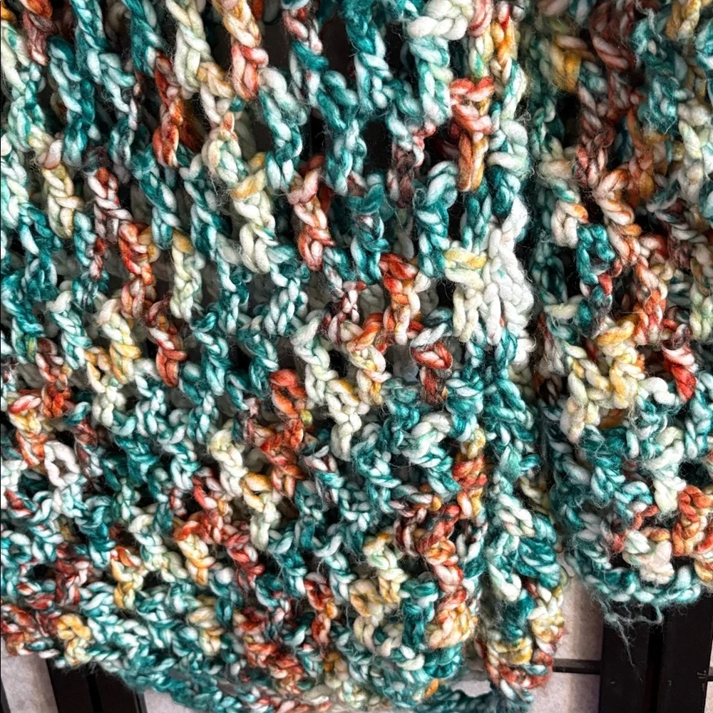 Handmade Multicolor Crochet Hoodie Knit Sweater - Picture 4 of 9